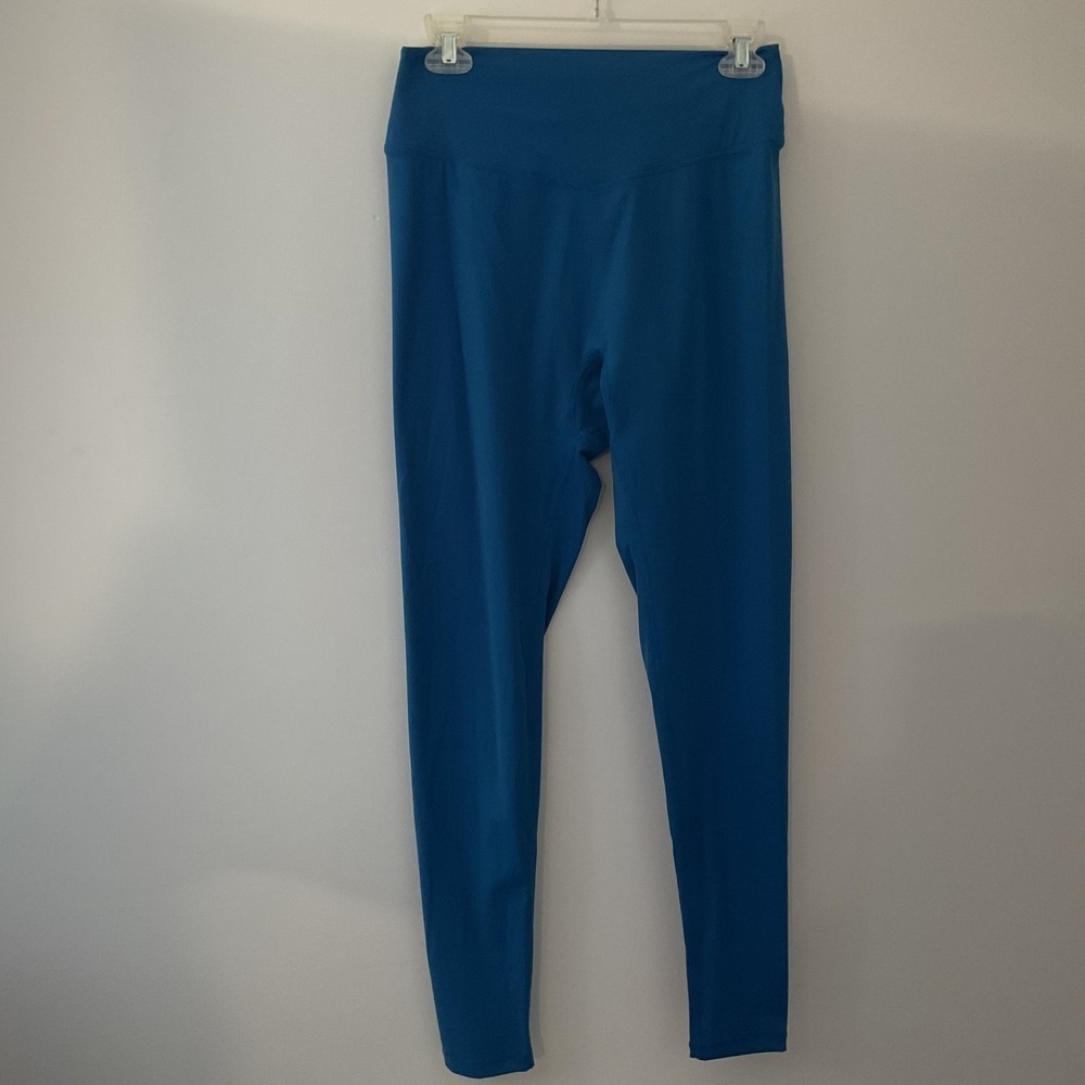 Sunzel Women Teal Blue High Waisted Leggings V-Back Seam Hidden Pocket Size L
